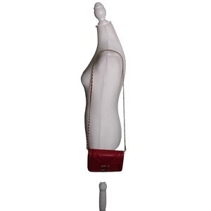 Badgley Mischka Red Pleated Crossbody Red Gold Shoulder Strap Gold Initials